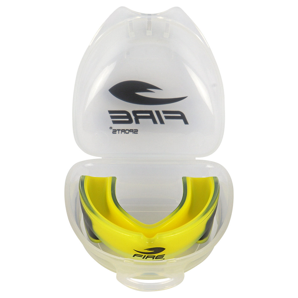 Protector bucal Fire Sports bicolor moldeable para box y artes marciales.
