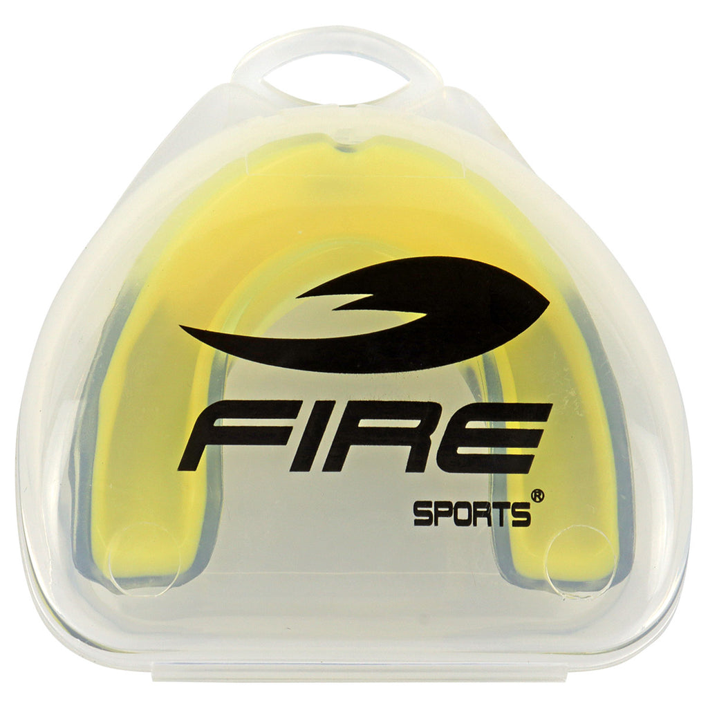 Protector bucal Fire Sports bicolor moldeable para box y artes marciales.