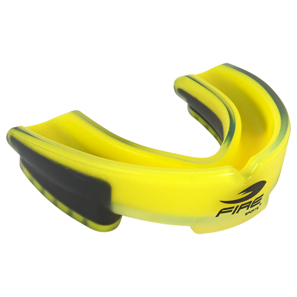 Protector bucal Fire Sports bicolor moldeable para box y artes marciales.