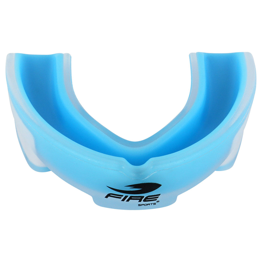 Protector bucal Fire Sports bicolor moldeable para box y artes marciales.