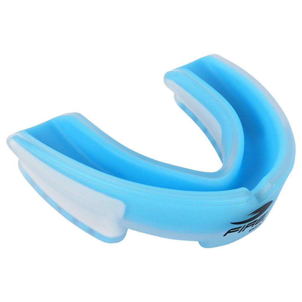 Protector bucal Fire Sports bicolor moldeable para box y artes marciales.