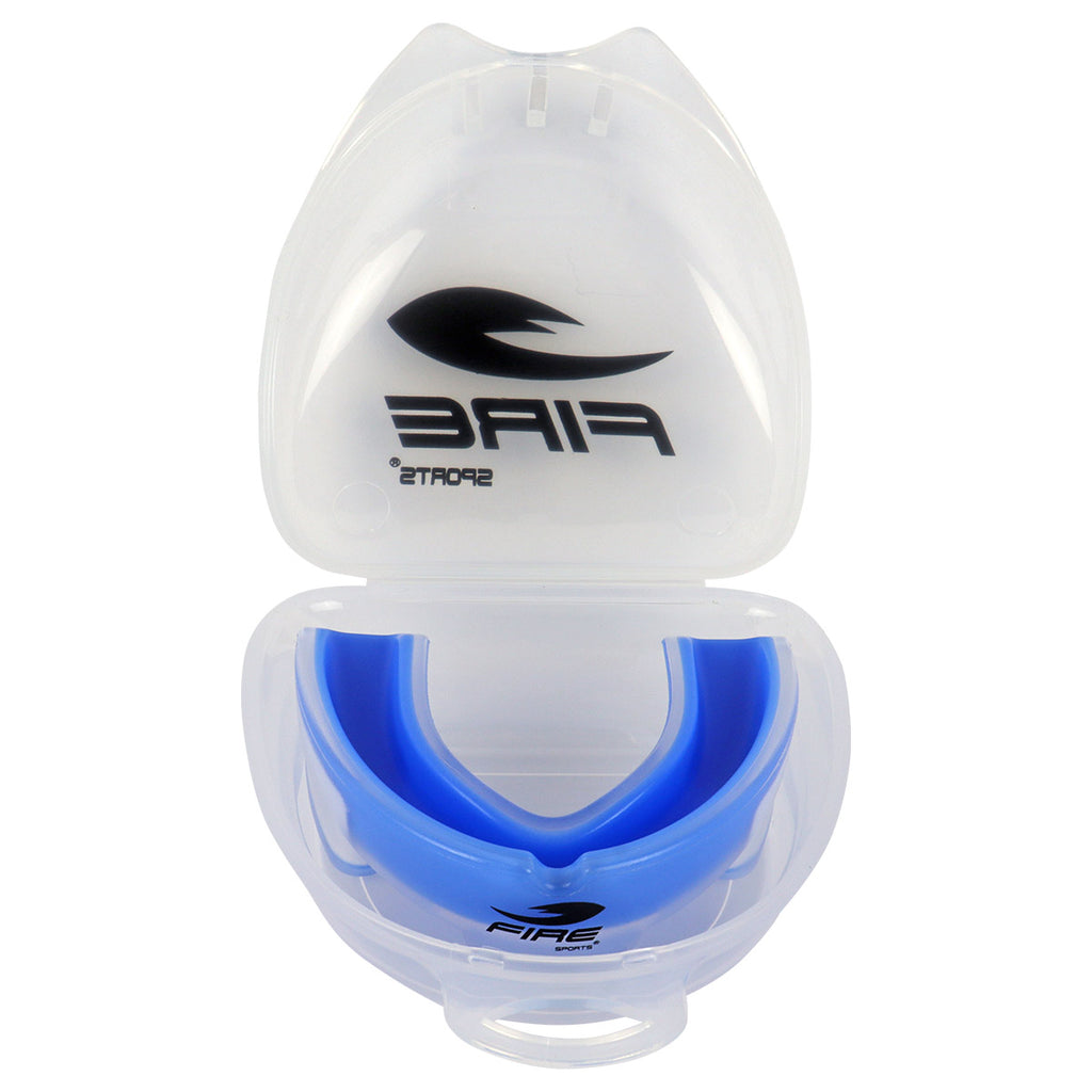 Protector bucal Fire Sports bicolor moldeable para box y artes marciales.