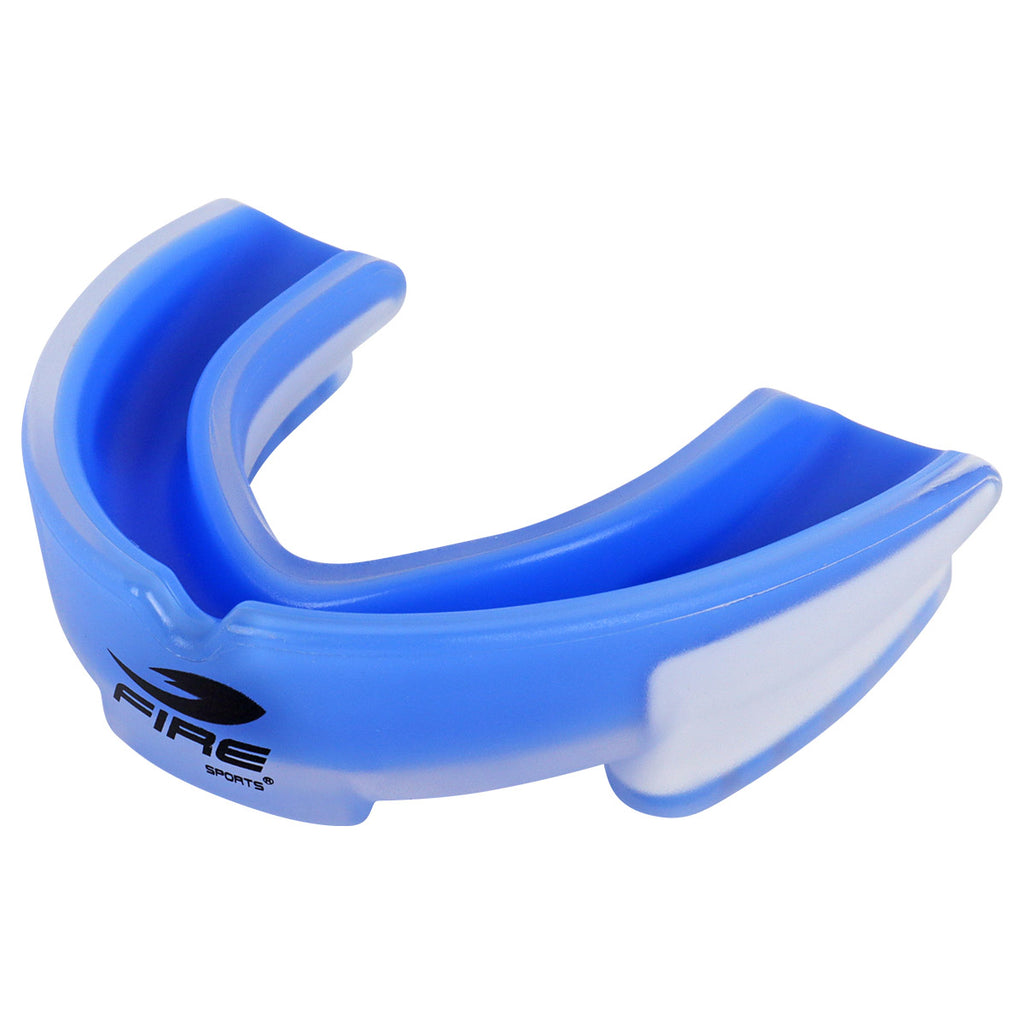 Protector bucal Fire Sports bicolor moldeable para box y artes marciales.
