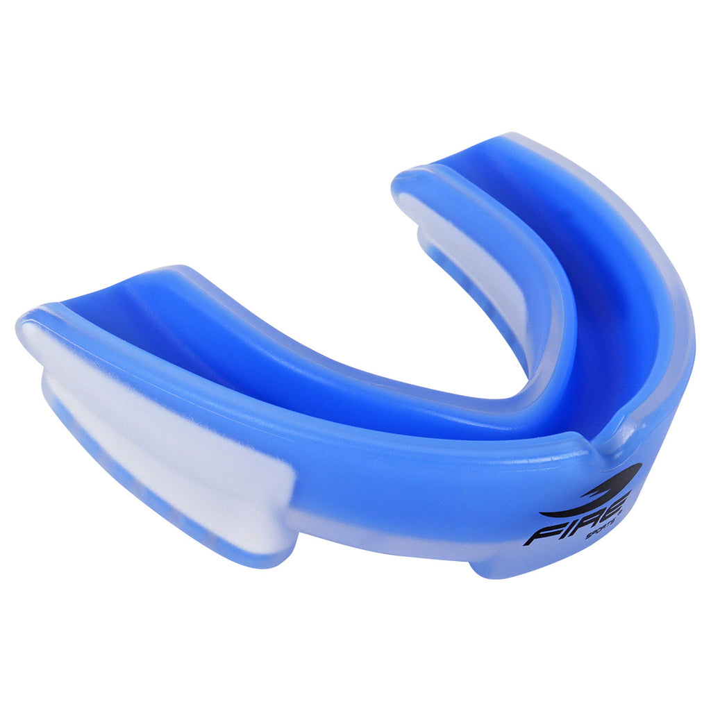 Protector bucal Fire Sports bicolor moldeable para box y artes marciales.