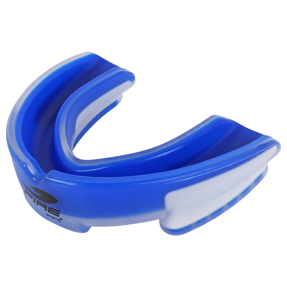 Protector bucal Fire Sports bicolor moldeable para box y artes marciales.
