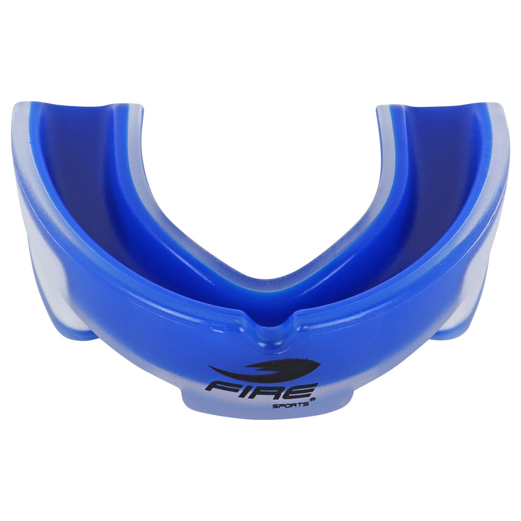 Protector bucal Fire Sports bicolor moldeable para box y artes marciales.