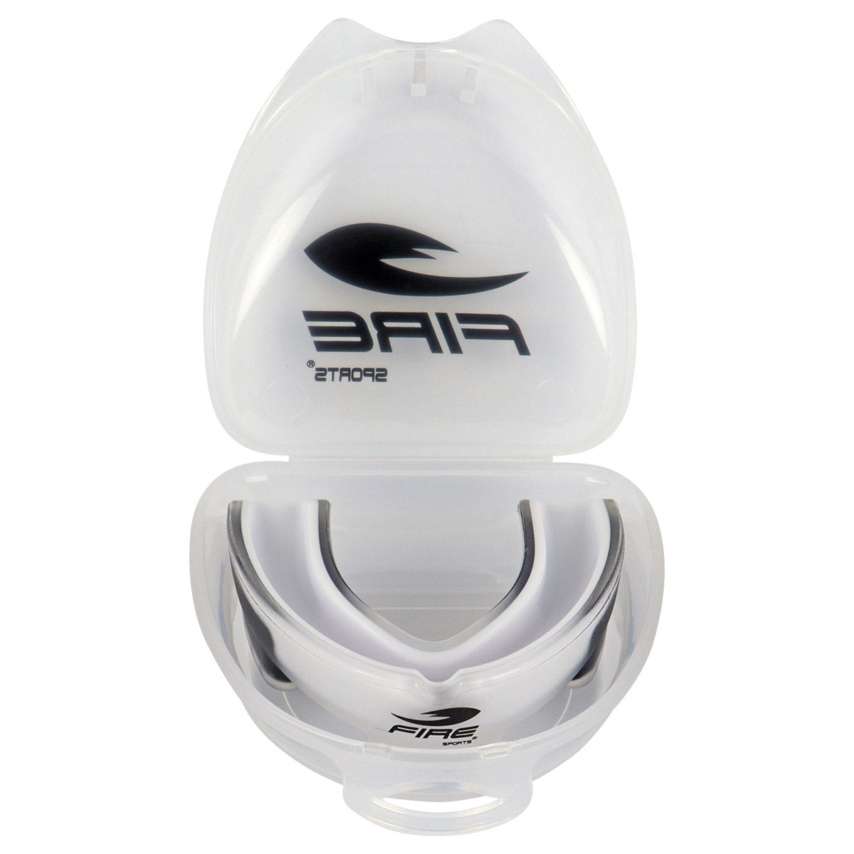 Protector bucal Fire Sports bicolor moldeable para box y artes marciales.