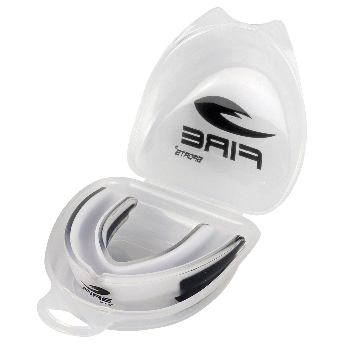 Protector bucal Fire Sports bicolor moldeable para box y artes marciales.