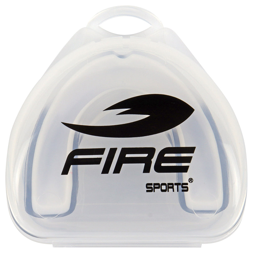 Protector bucal Fire Sports bicolor moldeable para box y artes marciales.