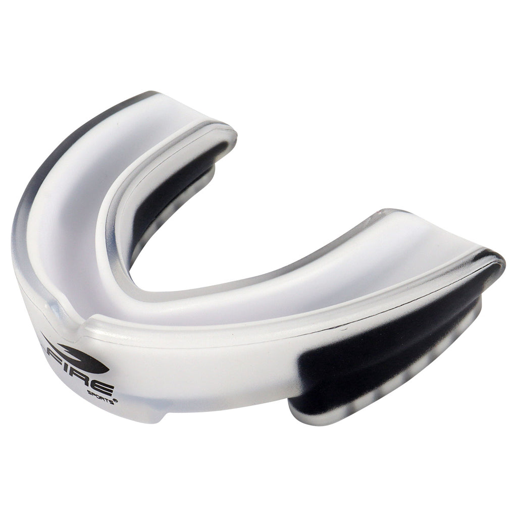 Protector bucal Fire Sports bicolor moldeable para box y artes marciales.