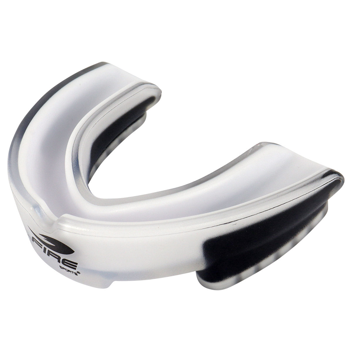 Protector bucal Fire Sports bicolor moldeable para box y artes marciales.