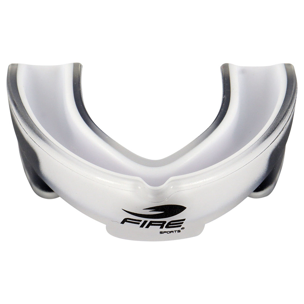 Protector bucal Fire Sports bicolor moldeable para box y artes marciales.