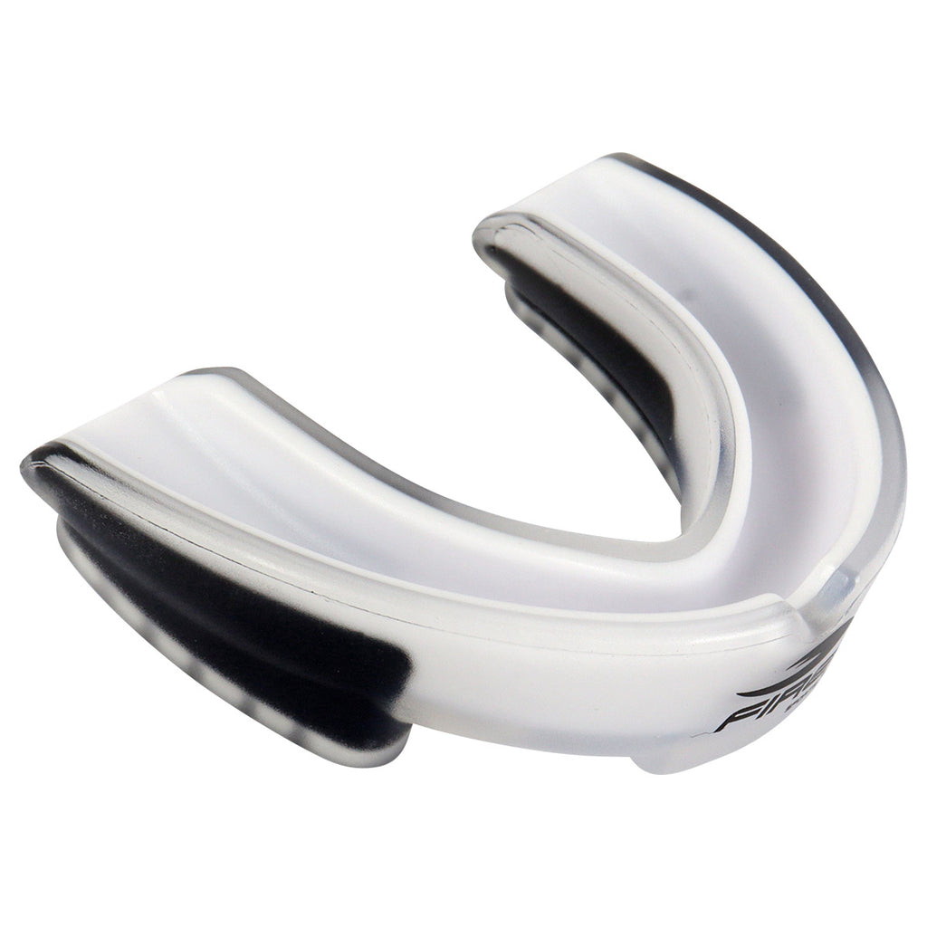 Protector bucal Fire Sports bicolor moldeable para box y artes marciales.
