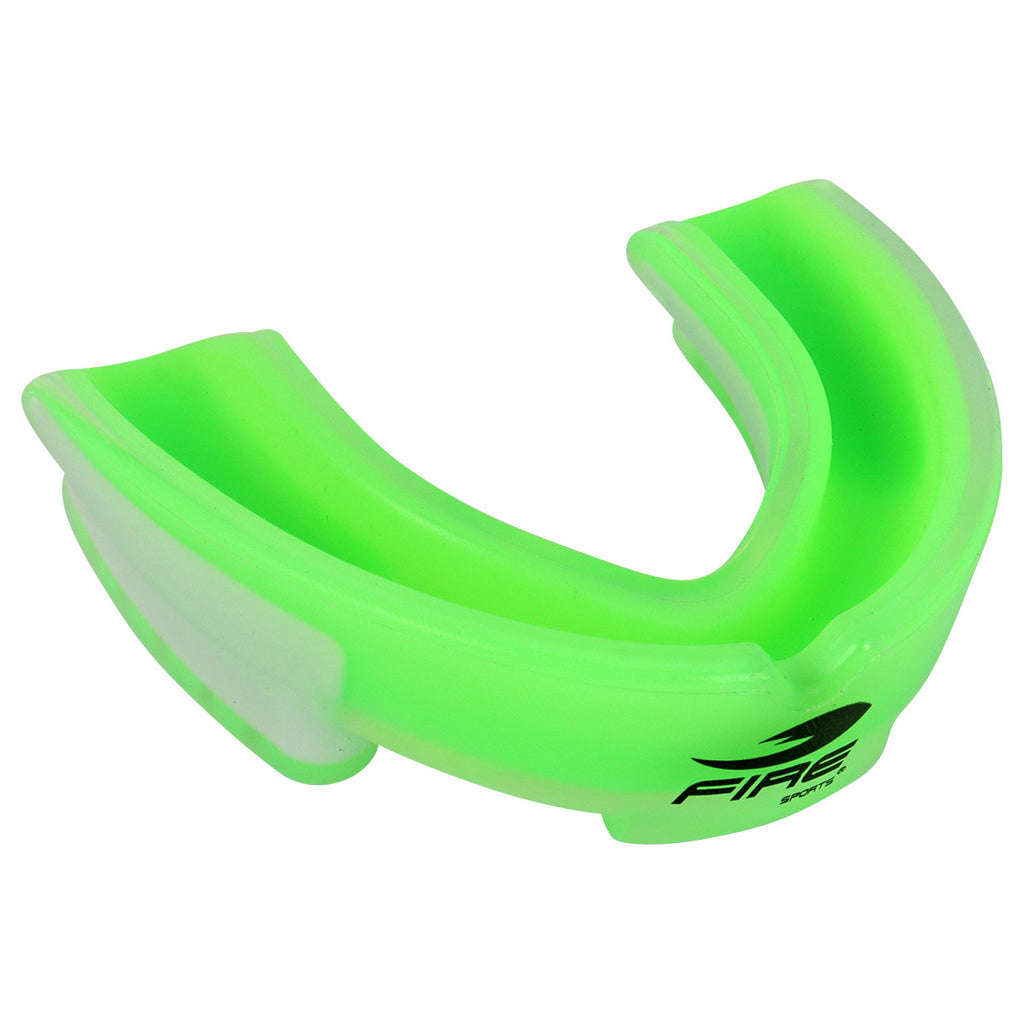 Protector bucal Fire Sports bicolor moldeable para box y artes marciales.