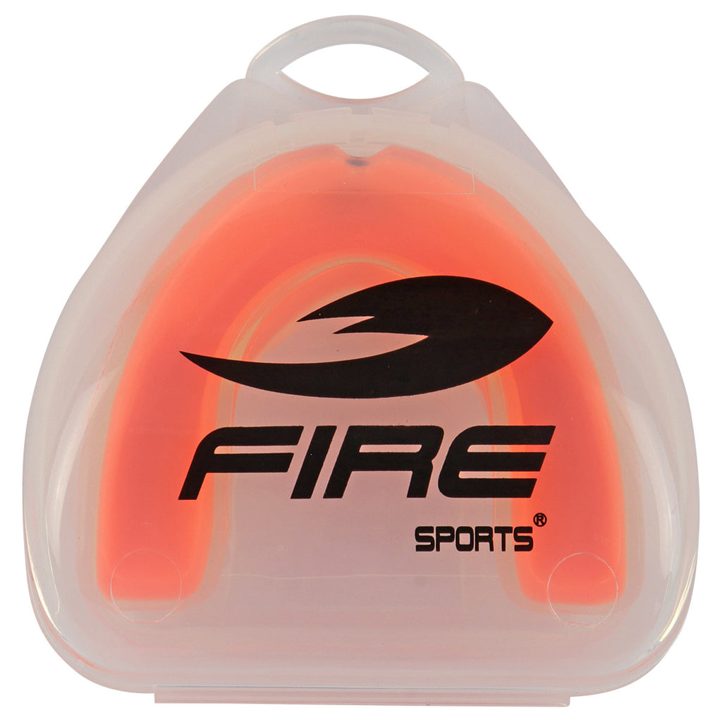 Protector bucal Fire Sports bicolor moldeable para box y artes marciales.