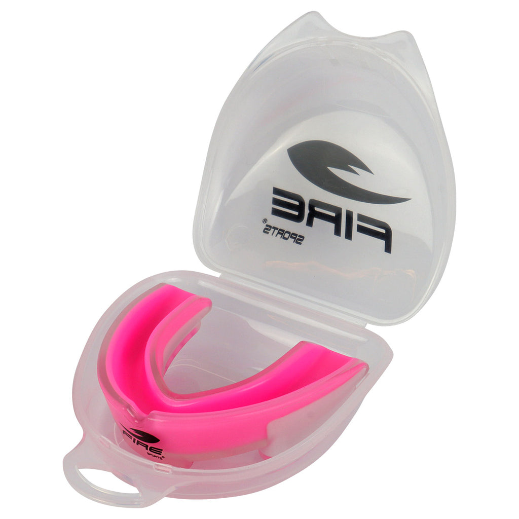 Protector bucal Fire Sports bicolor moldeable para box y artes marciales.