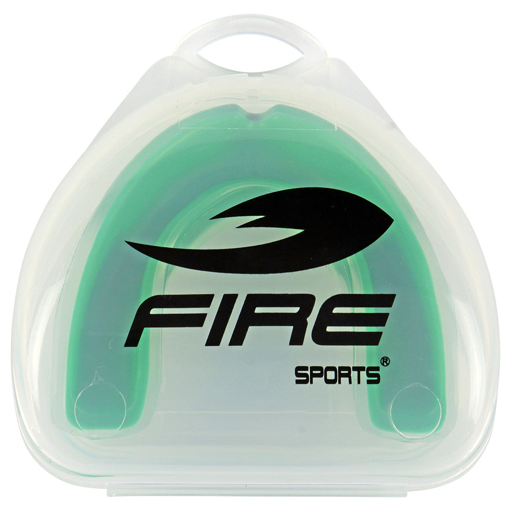 Protector bucal Fire Sports bicolor moldeable para box y artes marciales.