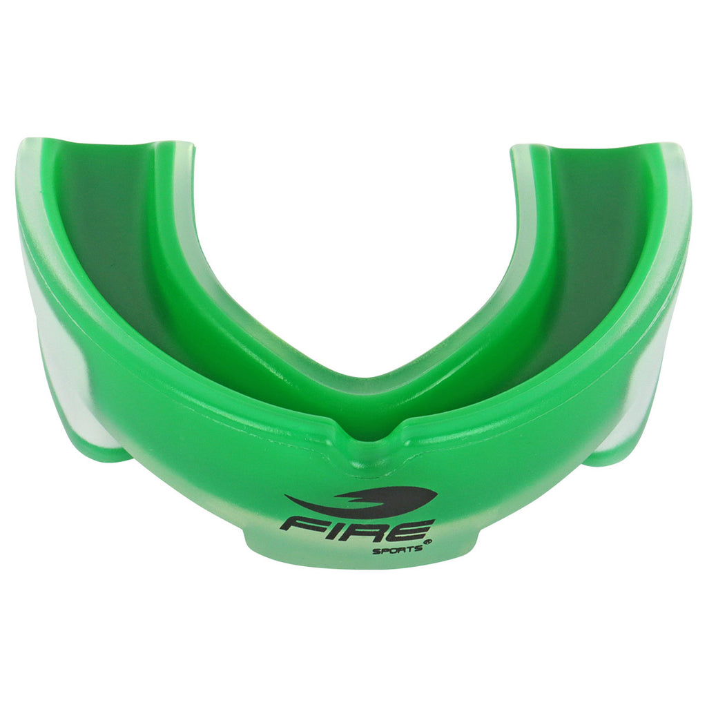 Protector bucal Fire Sports bicolor moldeable para box y artes marciales.