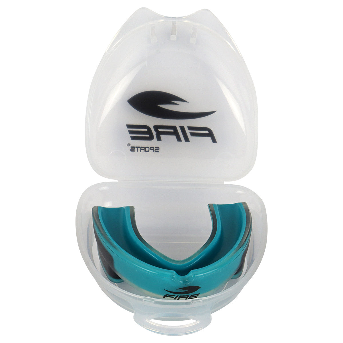 Protector bucal Fire Sports bicolor moldeable para box y artes marciales.