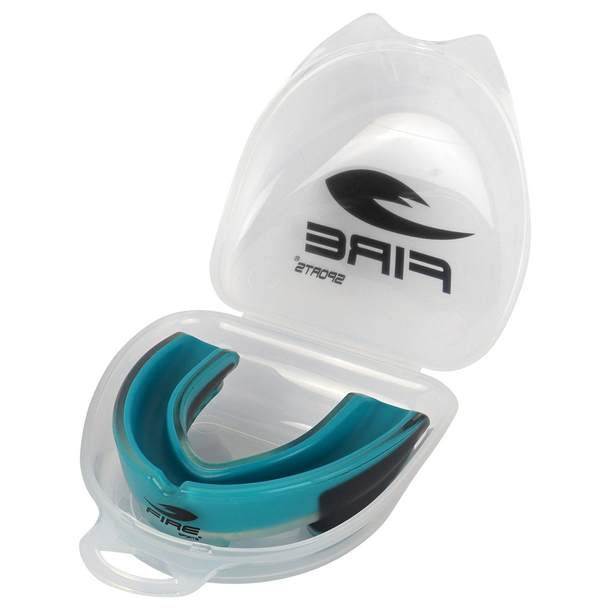 Protector bucal Fire Sports bicolor moldeable para box y artes marciales.