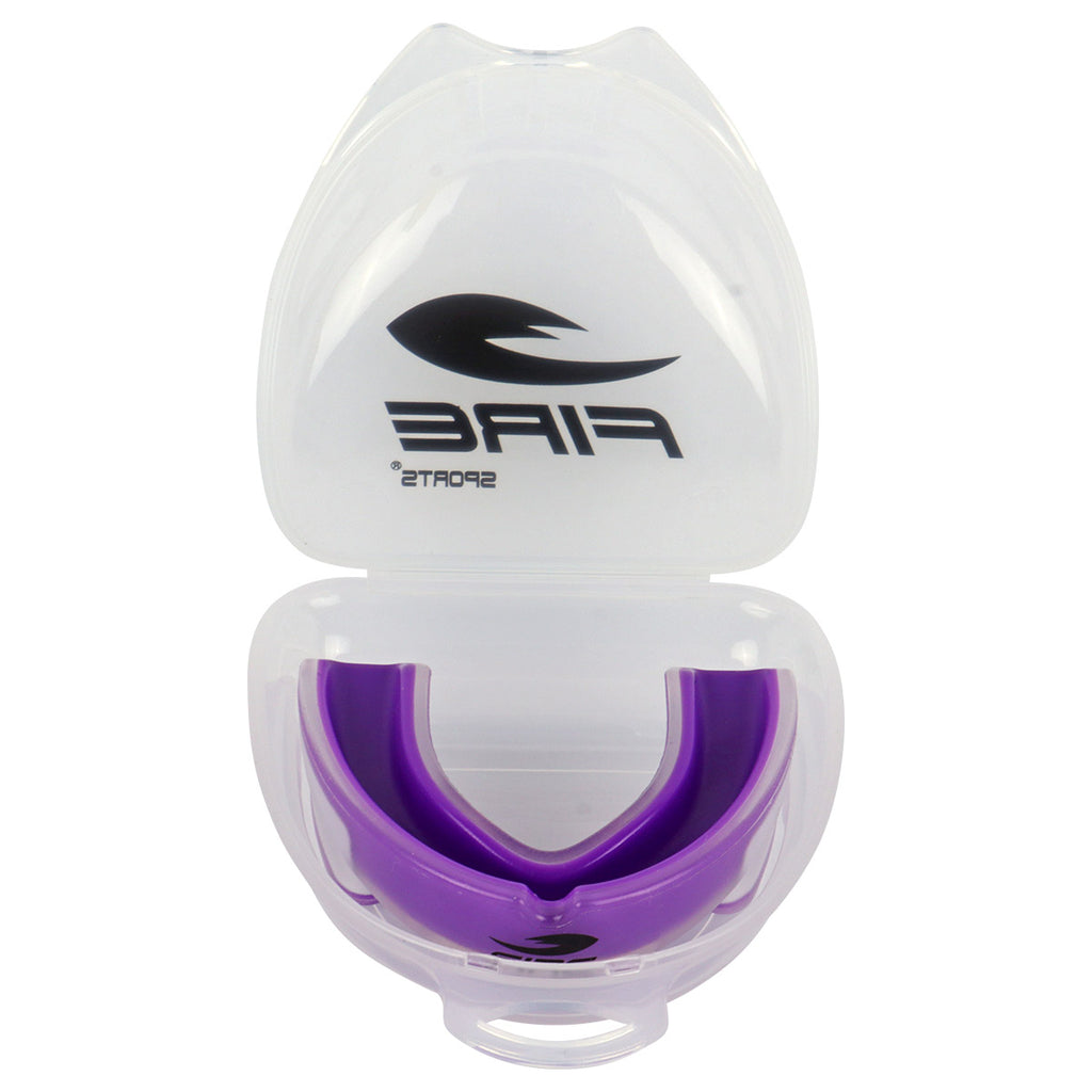 Protector bucal Fire Sports bicolor moldeable para box y artes marciales.