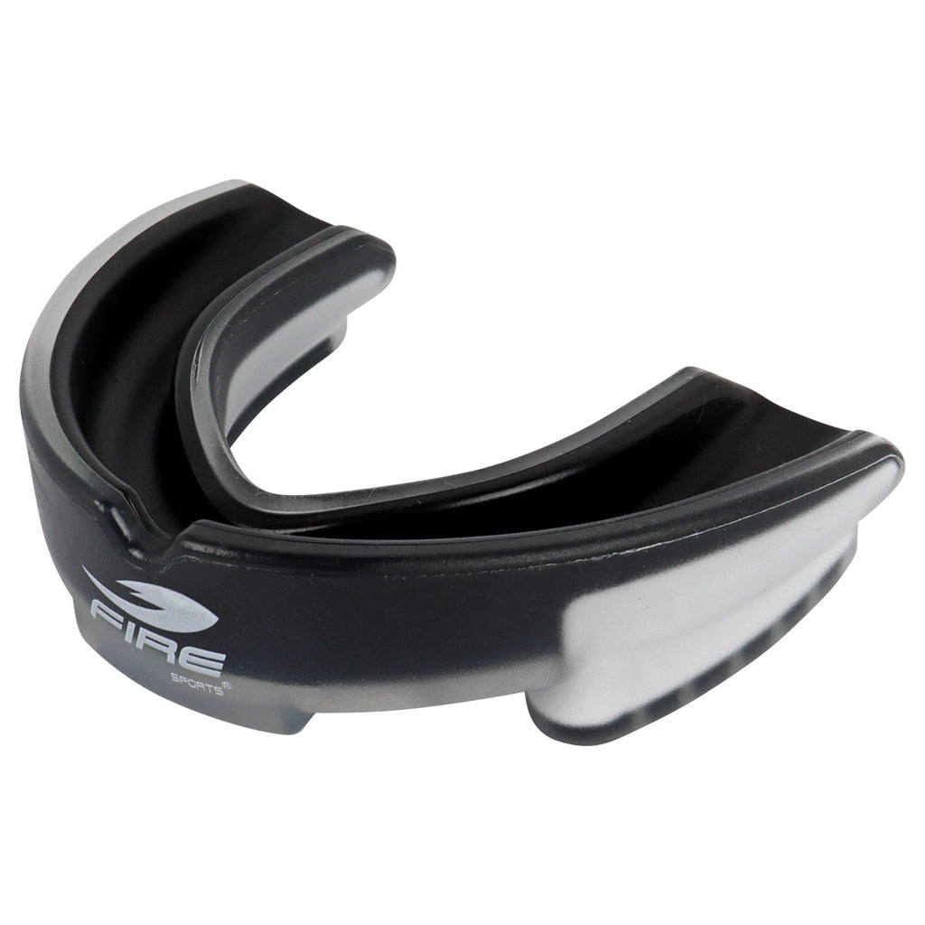 Protector bucal Fire Sports bicolor moldeable para box y artes marciales.
