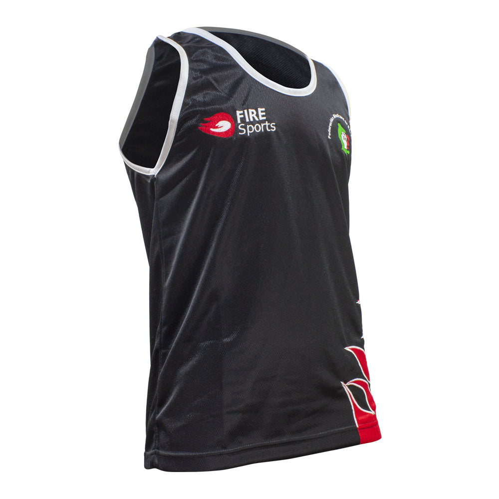 Camiseta varonil Negra Flama Roja