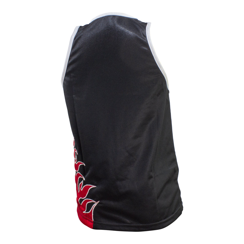 Camiseta varonil Negra Flama Roja