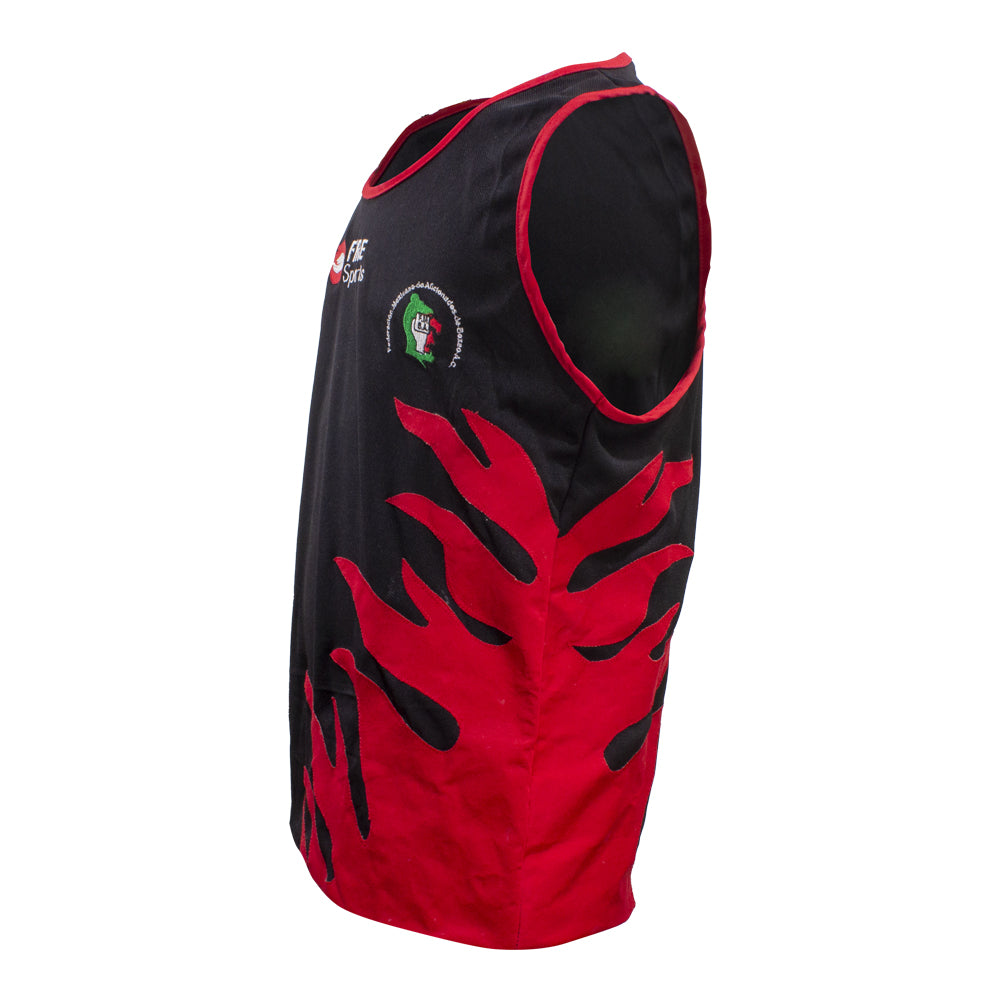 Camiseta varonil Negra Flama Roja