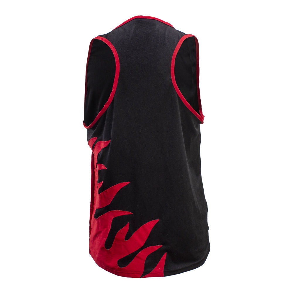 Camiseta varonil Negra Flama Roja