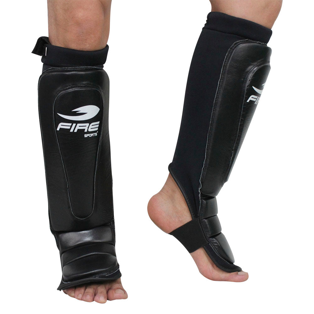 Espinilleras de PIEL TIPO CALCETA para artes marciales