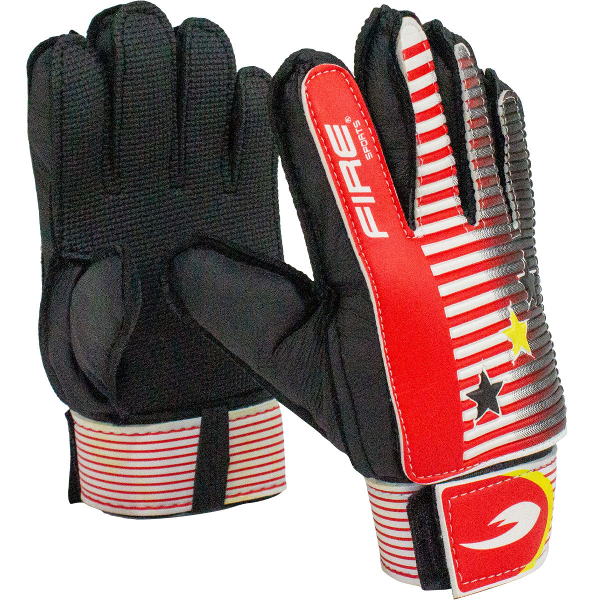 Par de Guantes de portero para futbol Fire Sports, palma de neopreno.