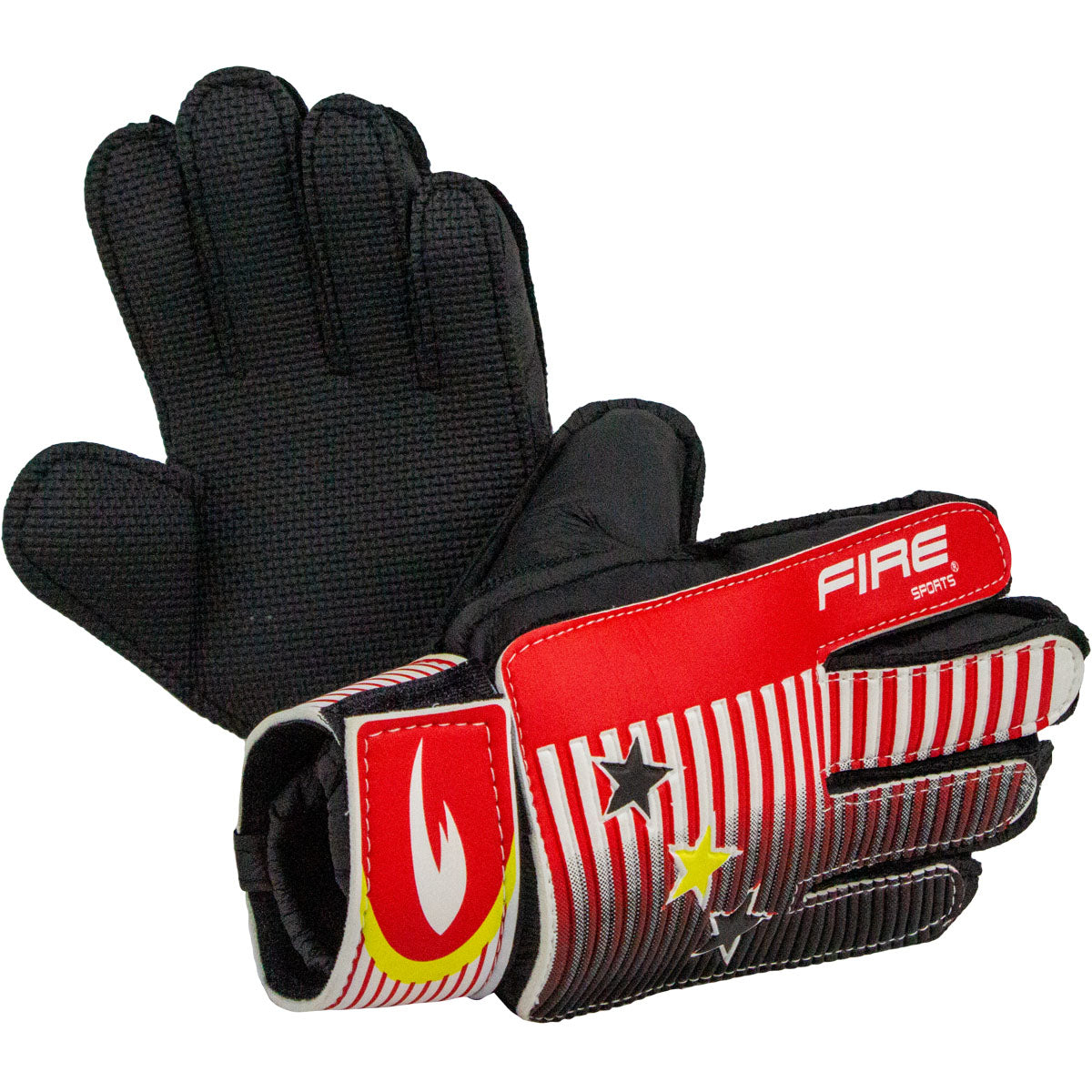 Par de Guantes de portero para futbol Fire Sports, palma de neopreno.