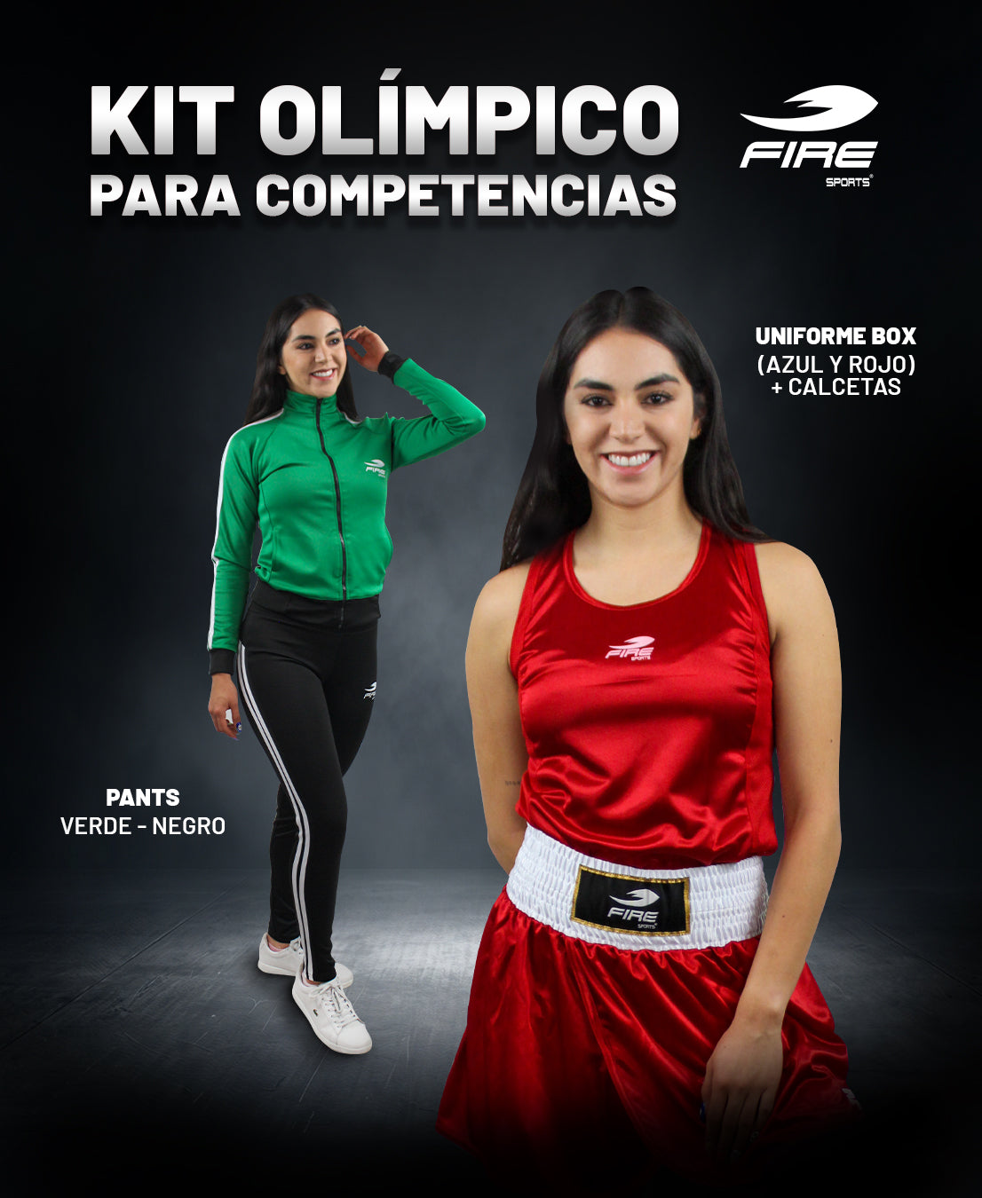 Kit Olímpico para Competencias Fire Sports (Uniforme y Pants Deportivo) FEMENIL
