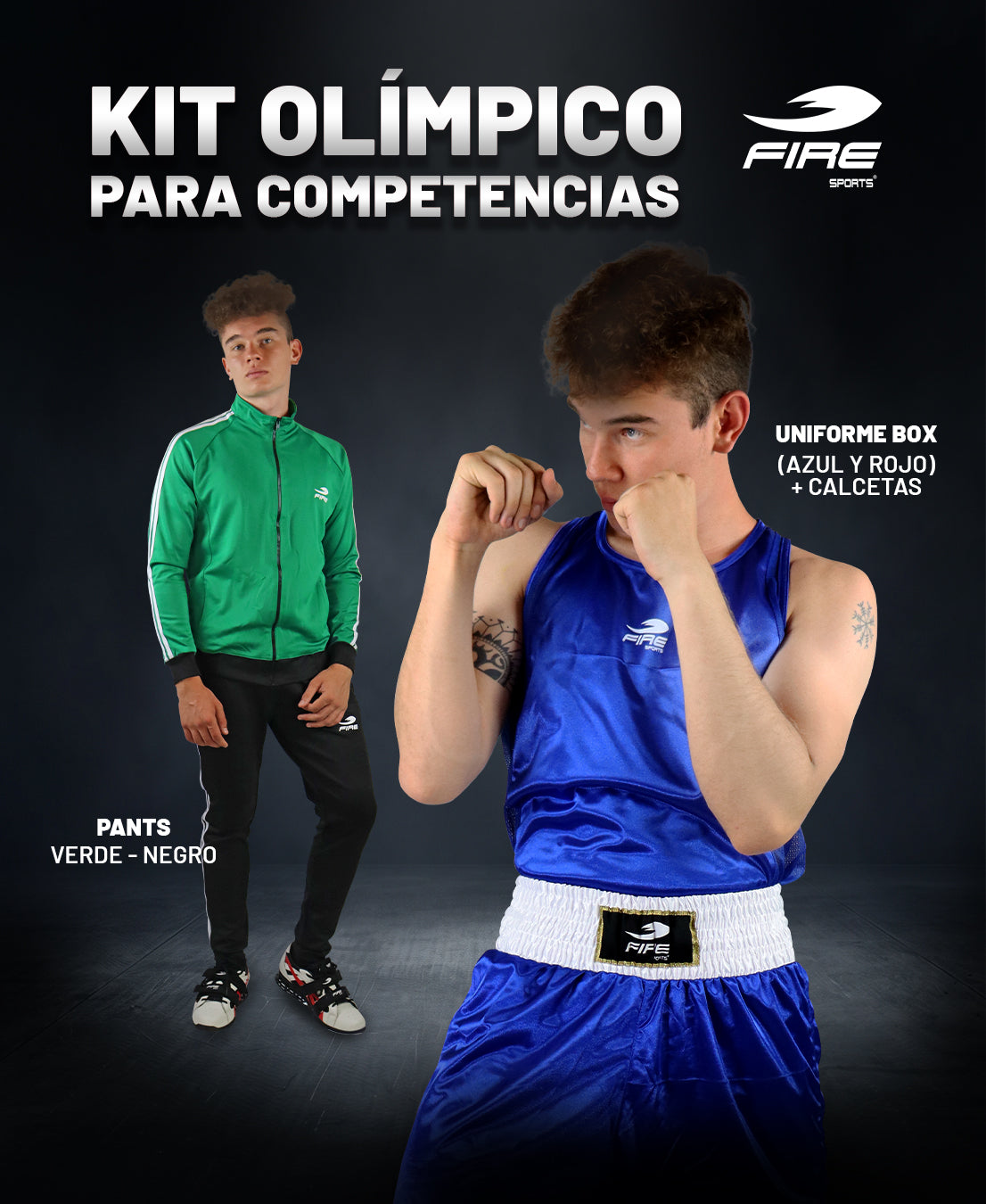 Kit Olímpico para Competencias Fire Sports (Uniforme y Pants Deportivo) VARONIL