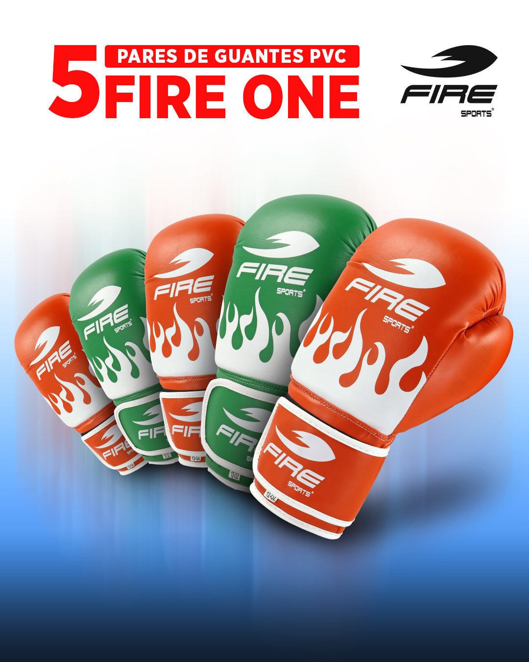 5 Pares de Guantes Fire One Colores VERDE/NARANJA