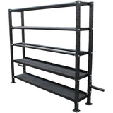 Rack multifuncional para colocar pesas rusas y mancuernas.