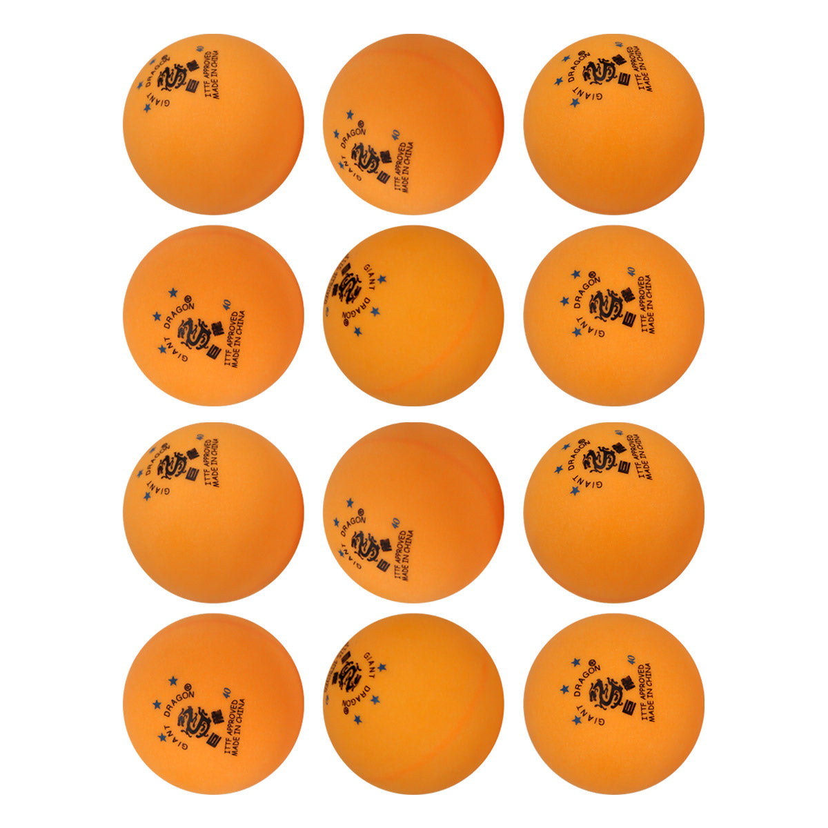 Set de 12 pelotas Giant Dragon 3 estrellas ITTF para entrenamiento