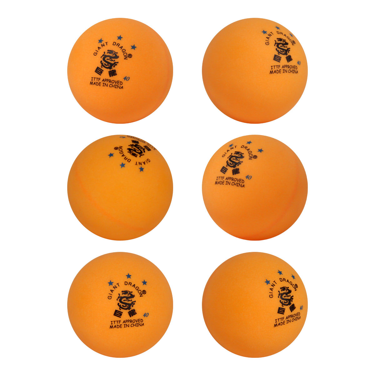Set de 6 pelotas Giant Dragon 3 estrellas ITTF para entrenamiento