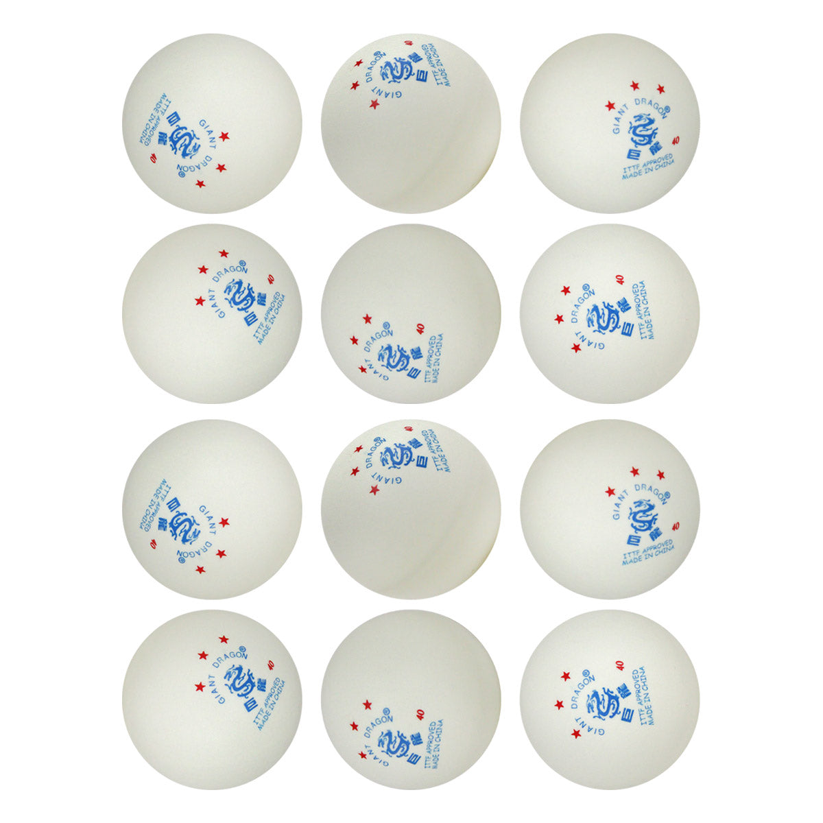Set de 12 pelotas Giant Dragon 3 estrellas ITTF para entrenamiento