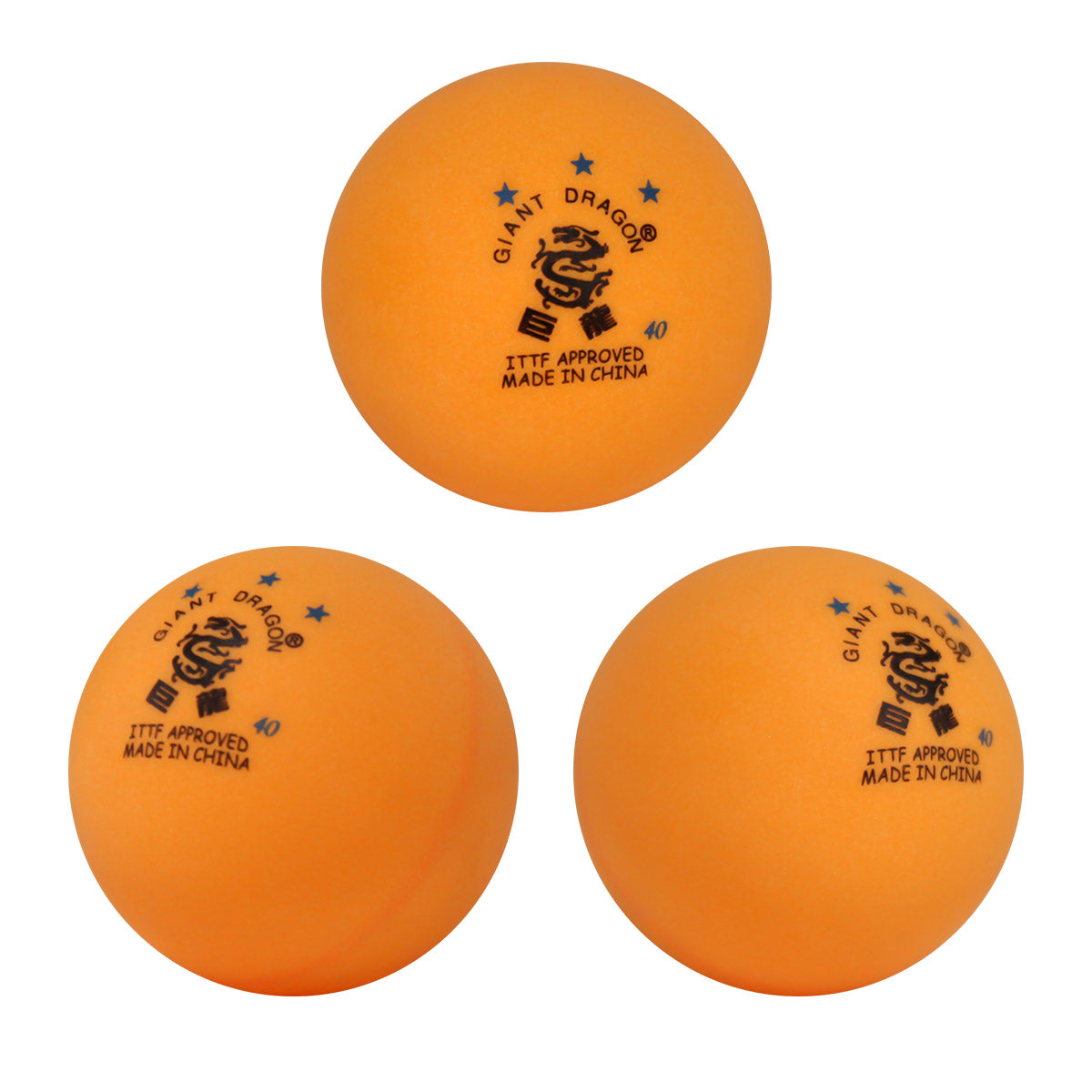 Set de 3 pelotas Giant Dragon 3 estrellas ITTF para entrenamiento