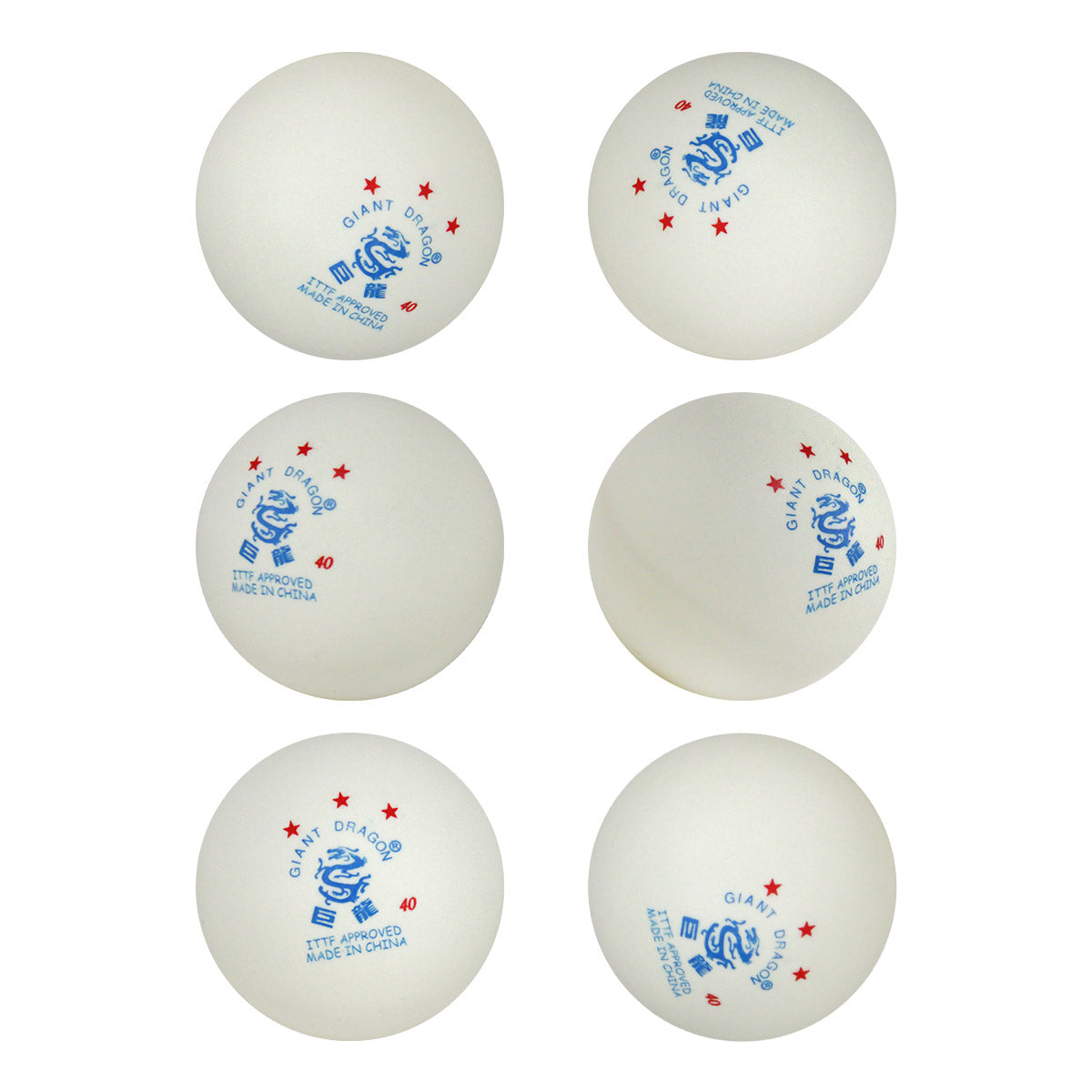 Set de 6 pelotas Giant Dragon 3 estrellas ITTF para entrenamiento