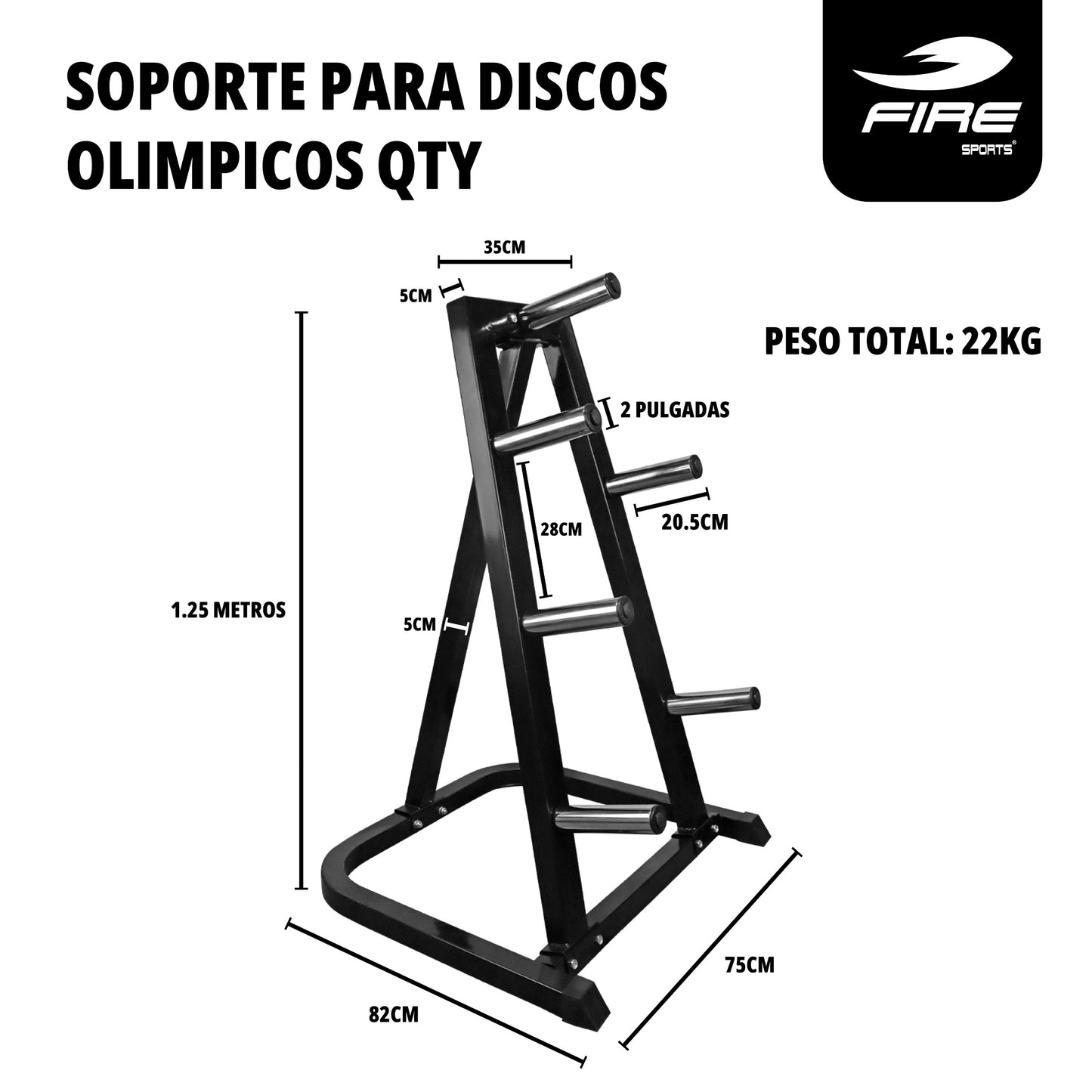 Rack para discos olimpicos con 6 soportes