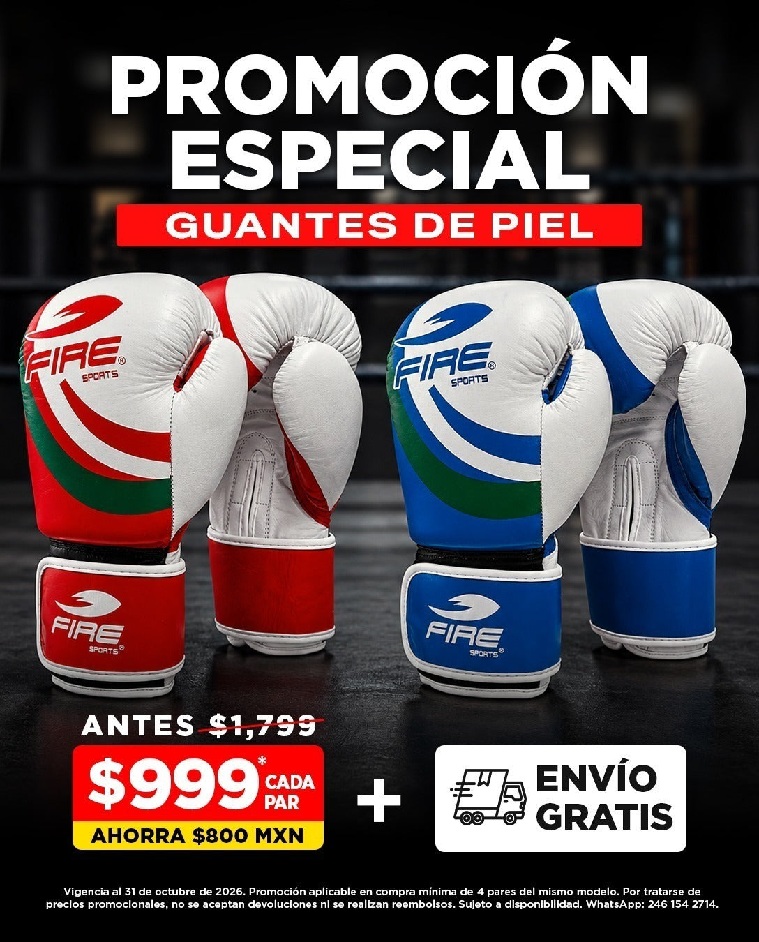 ¡PROMOCIÓN ESPECIAL: 4 PZ GUANTES DE PIEL FIRE SPORTS! ENVIO GRATIS