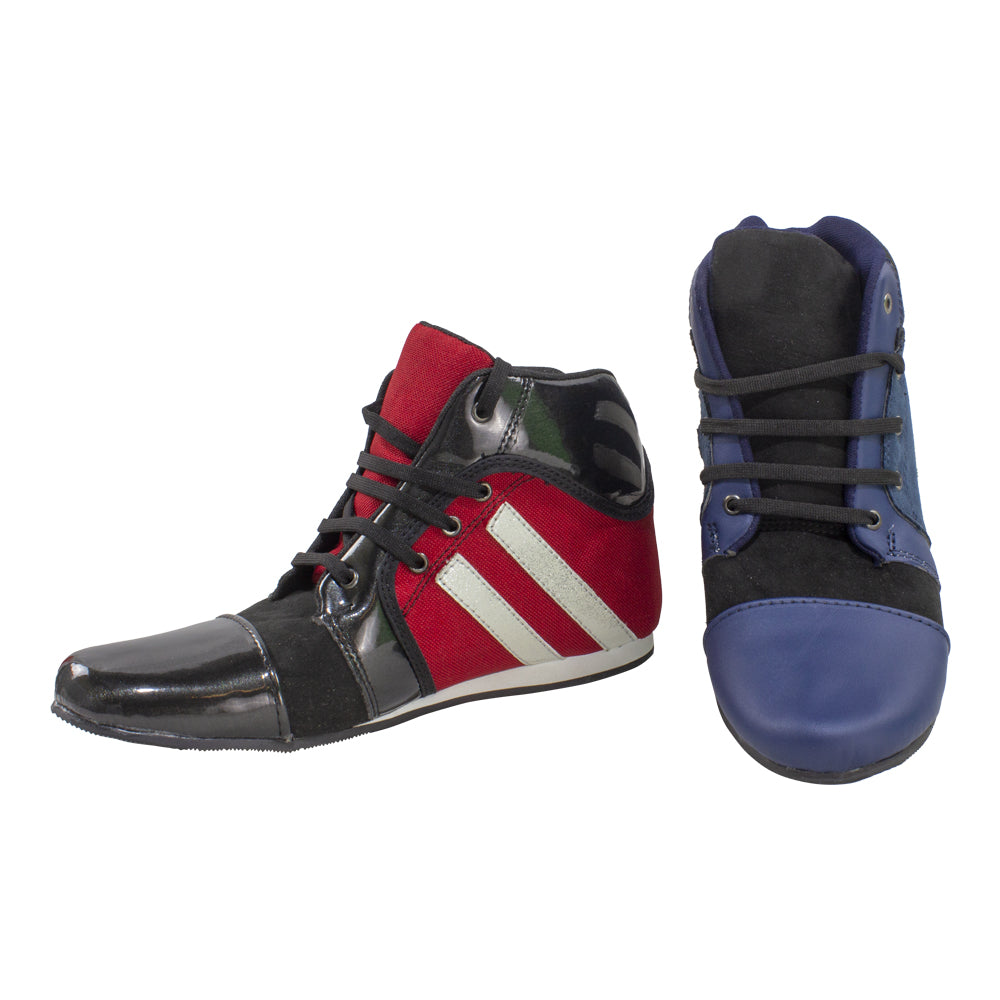 ZAPATILLAS DE BOXEO CON AGUJETAS / PAR BICOLOR ROJO Y AZUL CON SUELA NEGRA (CABALLERO)