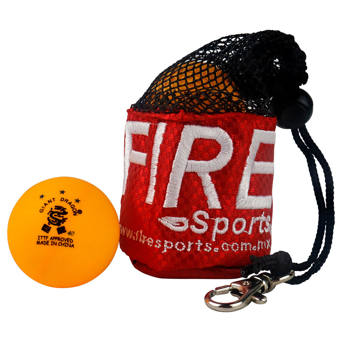 Llavero souvenir en forma de costalito red para 3 pelotas de ping pong