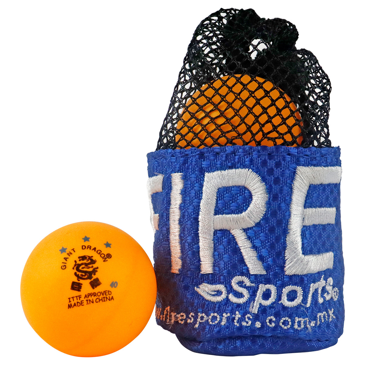 Llavero souvenir en forma de costalito red para 3 pelotas de ping pong