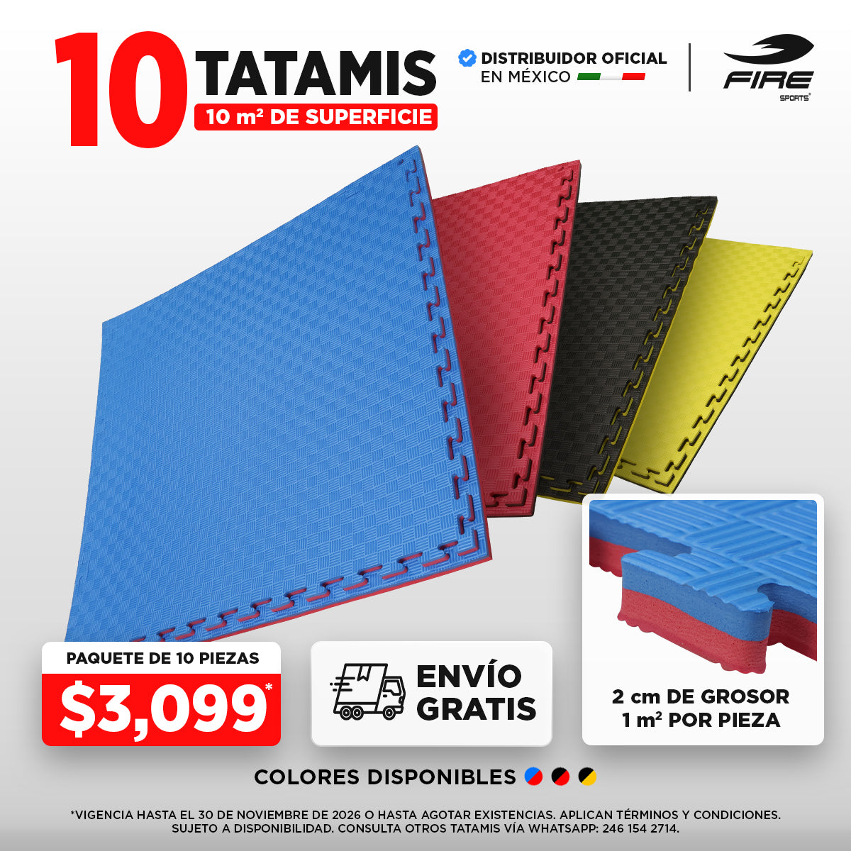 10 Pz Tatami M2 o piso para artes marciales, 2cm de Grosor